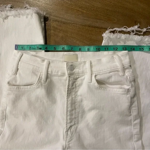 MOTHER The Hustler Ankle Fray Jeans White